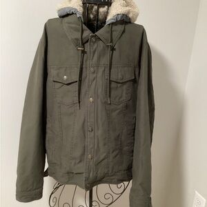 Guess Olive Hooded Military Jacket